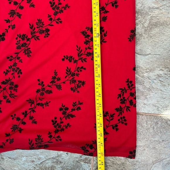 Y2K Vintage Floral Slip Dress Medium Punk Witchy Black Red Mesh Whimsigoth Maxi - Picture 7 of 7